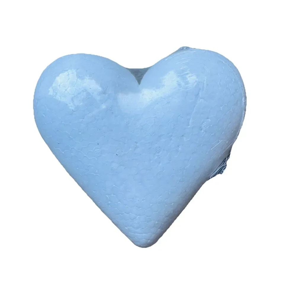 3 Pack White Polystyrene Foam Hearts Crafting DIY Crafts Decorative 7.5x7x2.75in